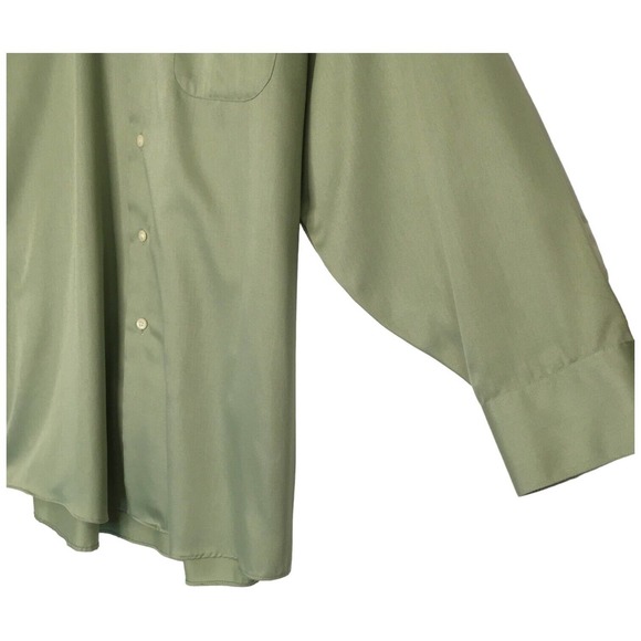 Geoffrey Beene Mens XL Wrinkle Free Button Up Long Sleeve Dress Shirt Green - Picture 3 of 10